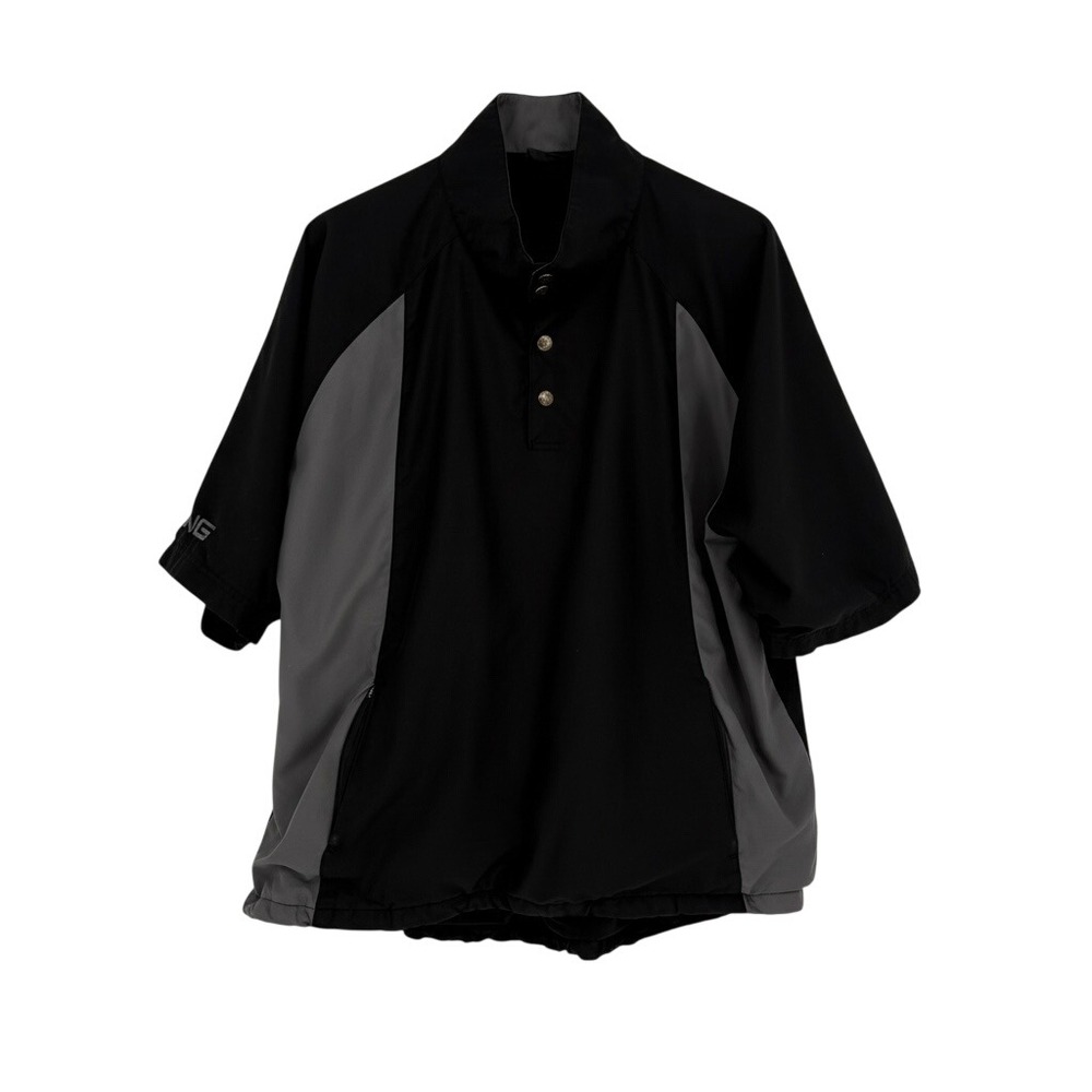 Ping Collection Windbreaker‎ Men's XL Black Gray Short Sleeve Golf Pullover